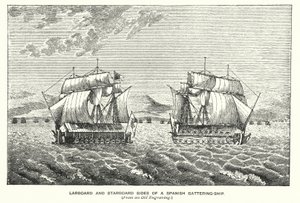 Gibraltár: Egy spanyol ütőhajó jobb és jobb oldala (metszet) alkotó: English School