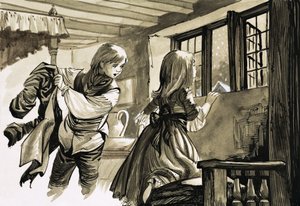 Lány és fiú néz ki a hóba alkotó: English School
