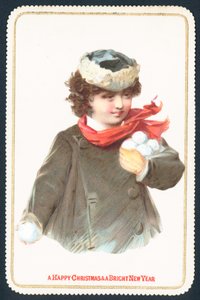 Lány összegyűjtése hógolyókat, karácsonyi kártya alkotó: English School