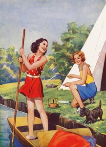 Lányok a táborban (színes litográfia) alkotó: English School