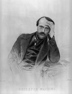 Giuseppe Mazzini, a "The Drawing Room Portré Gallery of Eminent Personages" (metszet) (bw photo) alkotó: English School
