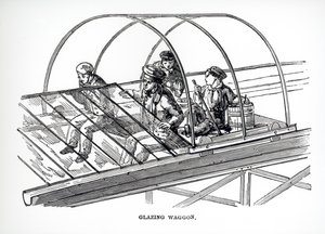 A Paxtons Crystal Palace-ban használt üvegező kocsi, 1850 alkotó: English School