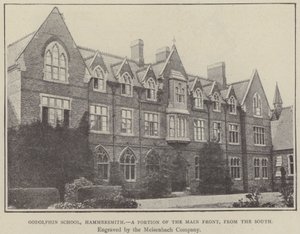 Godolphin School, Hammersmith, a főhomlokzat egy része, délről (metszet) alkotó: English School