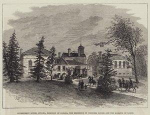 Kormányzati ház, Ottawa, Kanada Dominion, Louise hercegnő és Lorne márki rezidenciája (metszet) alkotó: English School