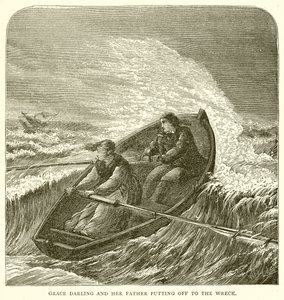 Grace Darling és az apja, akik a roncsba szállnak alkotó: English School