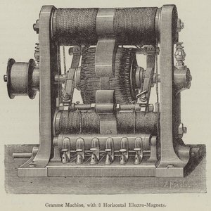 Gramme gép, 8 vízszintes elektromágnessel (gravírozás) alkotó: English School