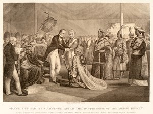 Grand Durbar Cawnpore-ban a Sepoy-lázadás leverése után alkotó: English School