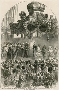 A francia császár és császárnő nagyszabású fogadása a Lord Mayor and Corporation által a londoni Guildhallban alkotó: English School
