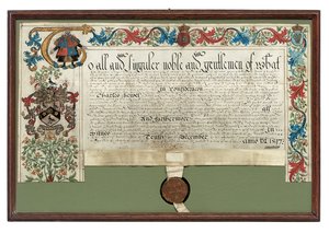 Fegyver adományozása Charles Hewittnek, 1597 alkotó: English School