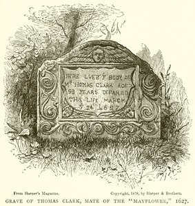 Thomas Clark, a Mayflower társának sírja, 1627 alkotó: English School