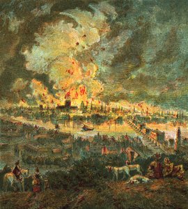 Londoni nagy tűzvész (1666) alkotó: English School
