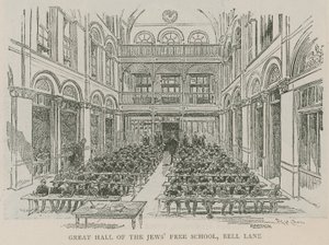 A Zsidó Szabadiskola nagyterme, Bell Lane, London alkotó: English School
