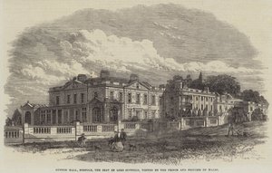Gunton Hall, Norfolk, Lord Suffield székhelye, amelyet a walesi herceg és hercegnő látogatott meg (metszet) alkotó: English School
