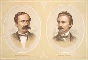 Gustav Nachtigal és Gerard Rohlfs, illusztráció a David Livingstone élete és felfedezései képi kiadásából, J. Ewing Richie, pub. A. Fullarton & Co., 1876 alkotó: English School