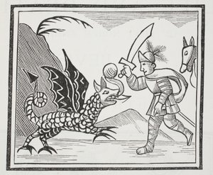 Guy and the Northumbrian Dragon, illusztráció a Chap-books of the Eighteenth Century-ből, John Ashton, pub. 1882 alkotó: English School