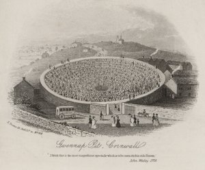Gwennap Pit, Cornwall, ahol John Wesley számos alkalommal prédikált 1762 és 1789 között (metszet) alkotó: English School
