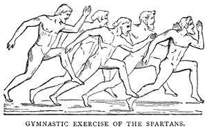 A spártaiak gimnasztikai gyakorlata, illusztráció a The Illustrated History of the World-ből, 1880 körül alkotó: English School