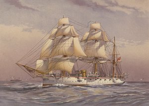 HMS Calliope, 3. osztályú cirkáló (színes litográfia) alkotó: English School