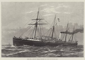 HMS Hecla, Merchant Steamer vásárolt és felszerelt a Királyi Haditengerészet számára (metszet) alkotó: English School