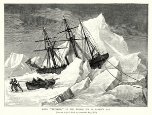 H.MS "Intrepid" a Baffin-öböl középső jegén (metszet) alkotó: English School