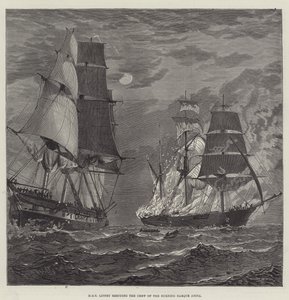 HMS Liffey megmenti a Burning Barque legénységét Anita (metszet) alkotó: English School