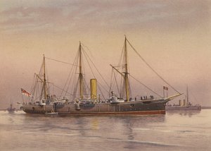 HMS Mohawk, 3. osztályú cirkáló (színes litográfia) alkotó: English School