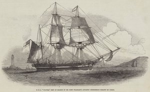 HMS "Plover", amelyet Sir John Franklin sarkvidéki expedíciójának keresésére küldtek (metszet) alkotó: English School