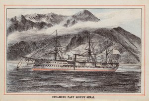 HM indiai csapatszállító hajó: Mount Sinai mellett elhaladva (színes metszet) alkotó: English School