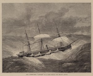 HM toronyhajó "Kapitány" egy Gale-ban a legutóbbi körút során (metszet) alkotó: English School