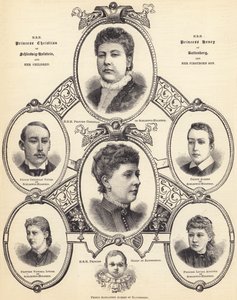 HRH Christian Schleswig-Holstein hercegnő és Henrik Battenberg hercegnő és gyermekeik (metszet) alkotó: English School