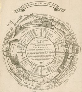 H A Barkers kilátás Párizsra, Panoráma, Leicester Square, London; egyben Edinburgh kilátása is alkotó: English School