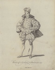 Egy német nemesember szokásai 1577-ben (metszet) alkotó: English School