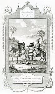 Habit of the Horsemen in Barbary, illusztráció a Moores Voyages and Travelsből, alkotó: English School