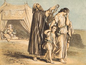 Hágárt és Izmaelt elküldték (színes metszet) alkotó: English School