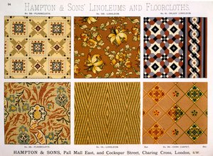 Hampton & Sons minták linóleumokhoz és padlókendőkhöz, C19. vége alkotó: English School