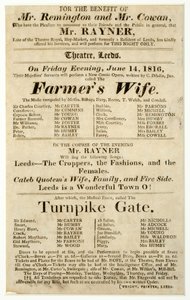 Handbill Mr. Rayner egy éjszakás előadását hirdeti a "The Farmer