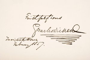 Charles Dickens kézírása és aláírása, 1857 alkotó: English School