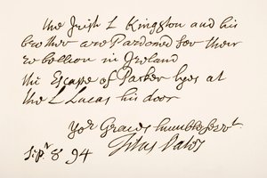 Titus Oates kézírása és aláírása, 1694 alkotó: English School
