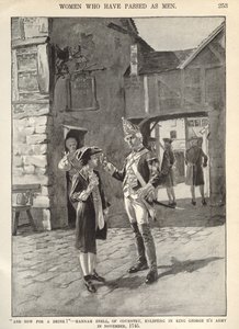 Hannah Snell, II. György király hadseregébe jelentkezik, illusztráció a 