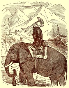 Hannibal átkelés az Alpokon, illusztráció a Róma képregénytörténetéből, Gilbert Abbott a Becketttől, megjelent 1850 körül (digitálisan javított kép) alkotó: English School