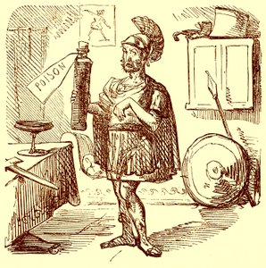 Hannibal a szokásos rendes és megfelelő beszédet mondja az öngyilkosság előtt, illusztrációja Gilbert Abbott a Beckett Róma képregénytörténetéből, 1850 körül megjelent (digitálisan javított kép) alkotó: English School