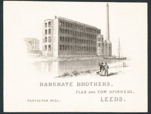 Hargrave Brothers, len- és kócfonók, kereskedelmi kártya alkotó: English School