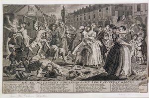 Ő és részeg társai lázadást szítanak Covent Gardenben, 1735-ben alkotó: English School