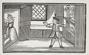 Odament az éléskamrához, és felvette a kenyeret és a vajat, amelyet John Ashton, pub a Chap-books of the Eightenth Century című könyvéből készített. 1882 alkotó: English School