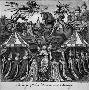 5. Henrik, királynője és családja, Charles Grignion (1717-1810) metszete alkotó: English School