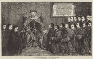 VIII. Henrik Chartát mutat be a Sebész Kollégiumnak (metszet) alkotó: English School