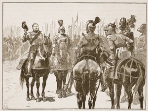 Henry és az elfogott francia tisztek, illusztráció a Cassells Illustrated History of Englandből (szépia fotó) alkotó: English School