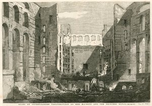 Őfelsége a királyi hercegnő kíséretében meglátogatja a londoni Covent Garden Theatre romjait alkotó: English School