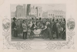 Őfelsége kiosztotta a krími érmeket a lóőrségnél, 1856. május 18. alkotó: English School