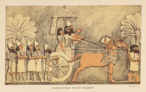 Hérodotosz: Szennacherib a szekerén (színes litográfia) alkotó: English School